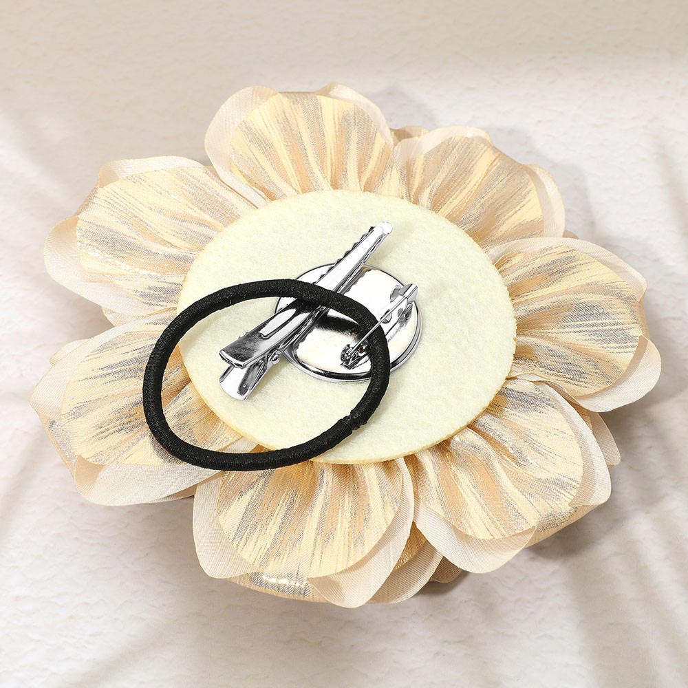 Metallic Fabric Flower Pin Brooch Hair Clip Hair Band Bracelet