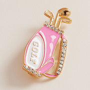 Enamel Rhinestone Accent Golf Bag Pin Brooch