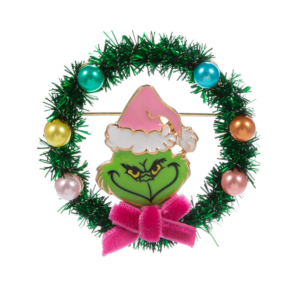 Holiday Grinch Wreath Pin Brooch