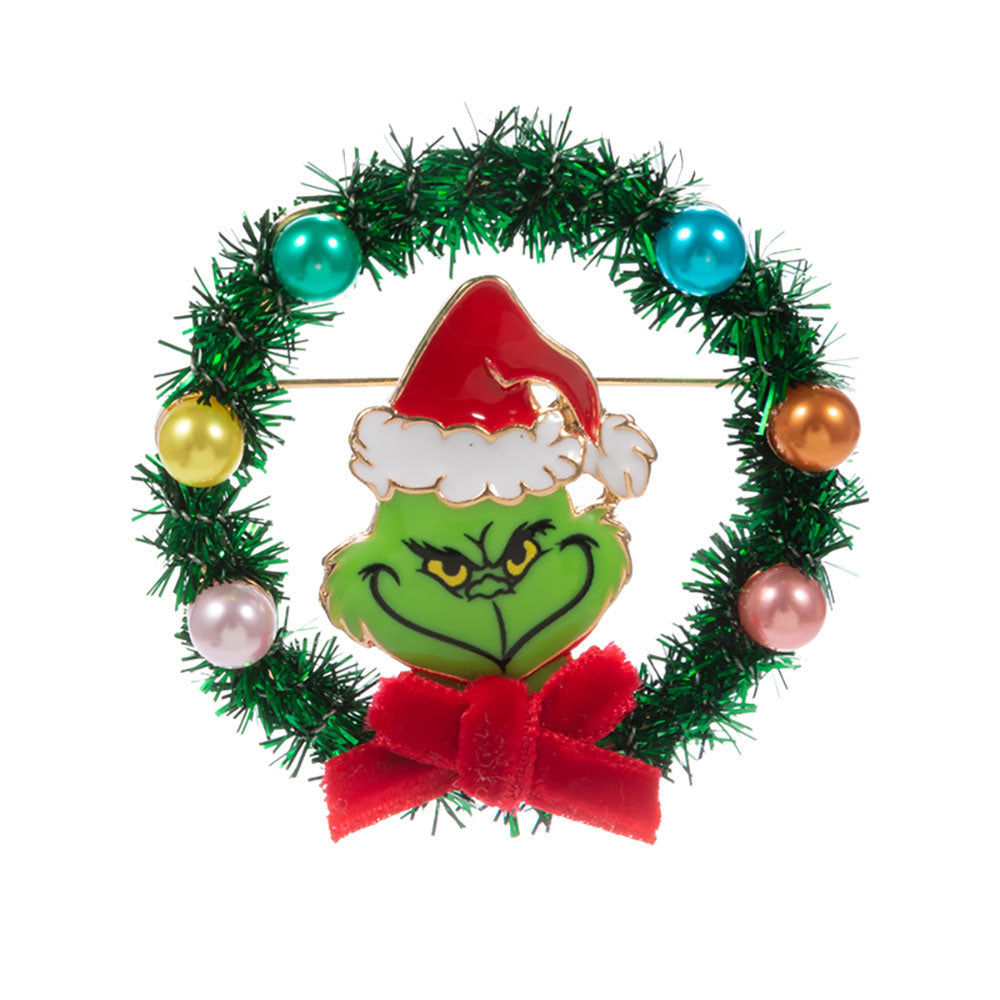 Holiday Grinch Wreath Pin Brooch