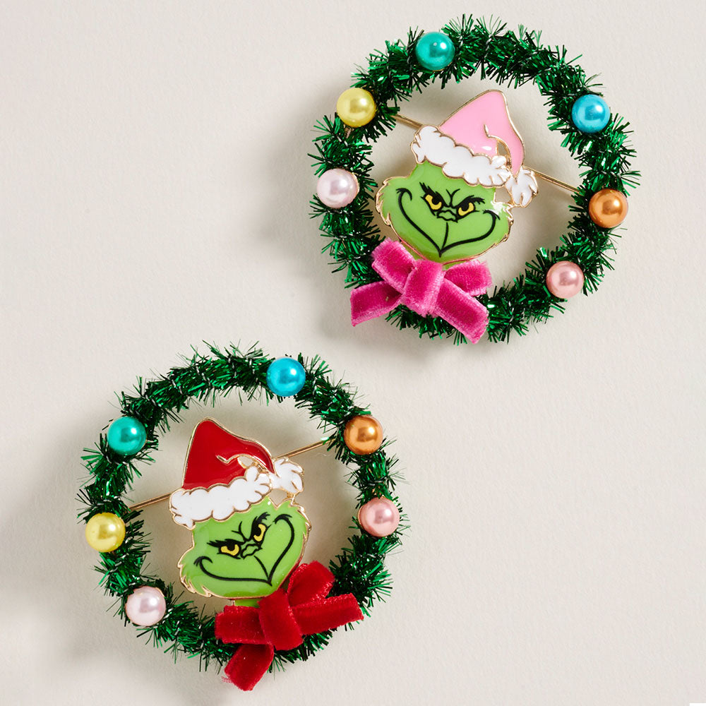 Holiday Grinch Wreath Pin Brooch