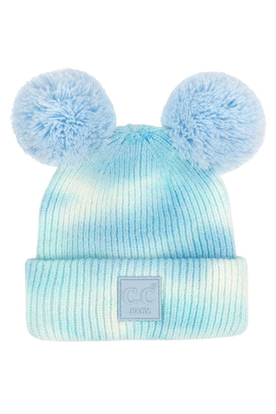 C.C Tie Dye Baby Beanie C.C Rubber Patch Double Yarn Pom