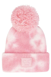 C.C Tie Dye Kids Beanie With C C Rubber Patch And Yarn Pom