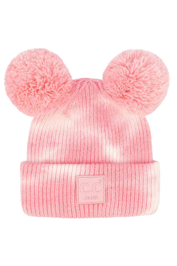 C.C Tie Dye Baby Beanie C.C Rubber Patch Double Yarn Pom