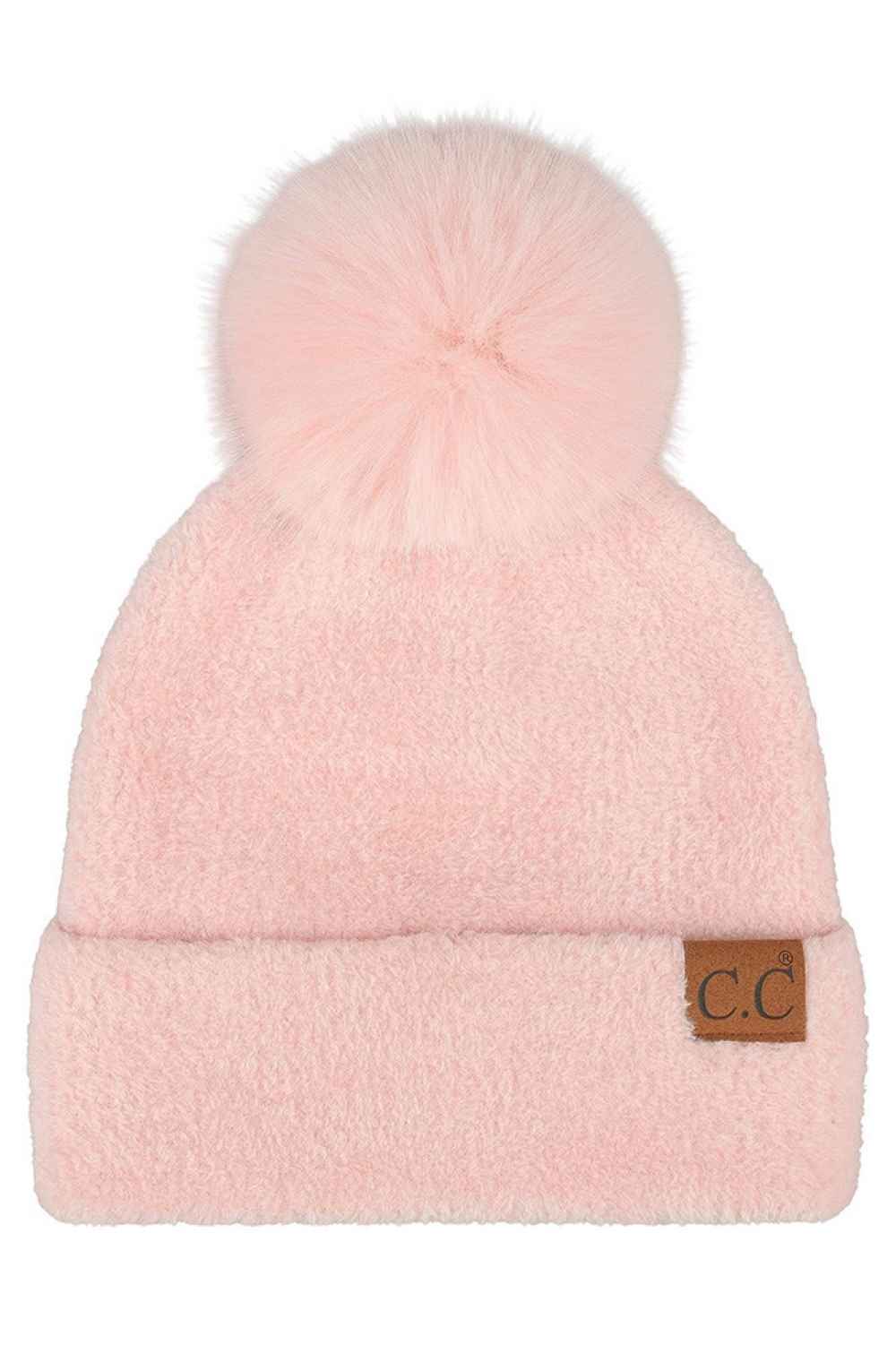 C.C Plush Terry Chenille Pom Beanie Winter Hat