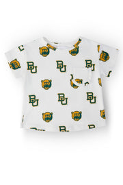 Baylor White Bear Ruffle Pocket Tee