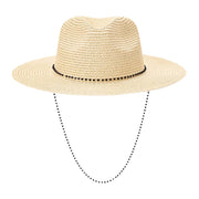 Beaded Chin Tie Straw Sun Hat