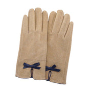 Bow Pointed Faux Suede Smart Touch Gloves
