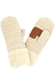 C.C Solid Color Knitted Mitten Gloves