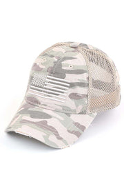 C.C Women's American Flag Embroidery Camo Baseball Cap 4th of July