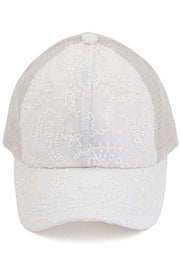 C.C FANCY EMBROIDERY STITCH CRISS CROSS PONYCAP