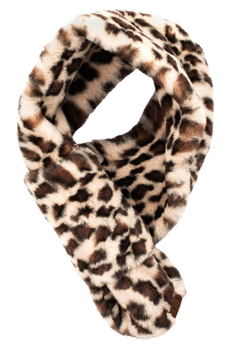 C.C Faux Fur Scarf With Leopard Pattern
