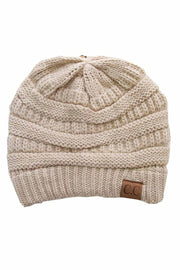 C.C Women's Ribbed Knit Solid Color Beanie
