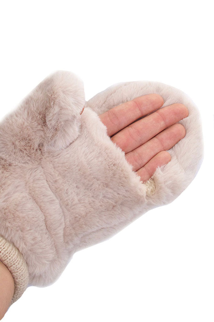 C.C Women's Faux Fur Pop Top Mittens Gloves Shepherd Lining