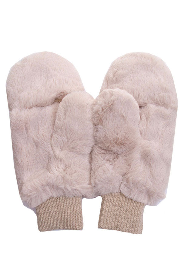 C.C Women's Faux Fur Pop Top Mittens Gloves Shepherd Lining