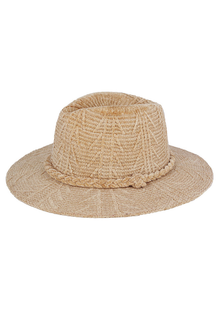 Chenille Pattern and Braided Band Winter Fedora
