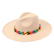 Colorful Chain Accented Solid Panama Hat