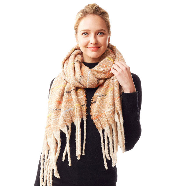 Glitz Colorful Stitch Fuzzy Oblong Scarf