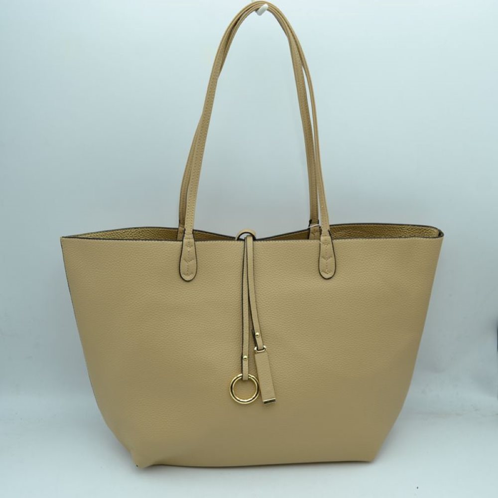 Classic Trapeze Tote Bag with Dual Handles and Ring Detail