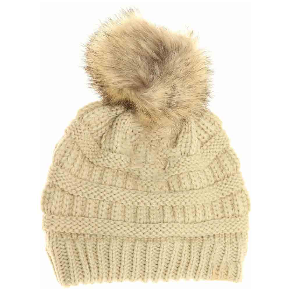 Kids Fur Pom C.C Beanie