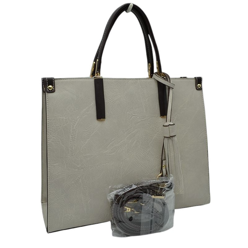 Large Shoulder Vegan Leather Tassel Handbag For Women
