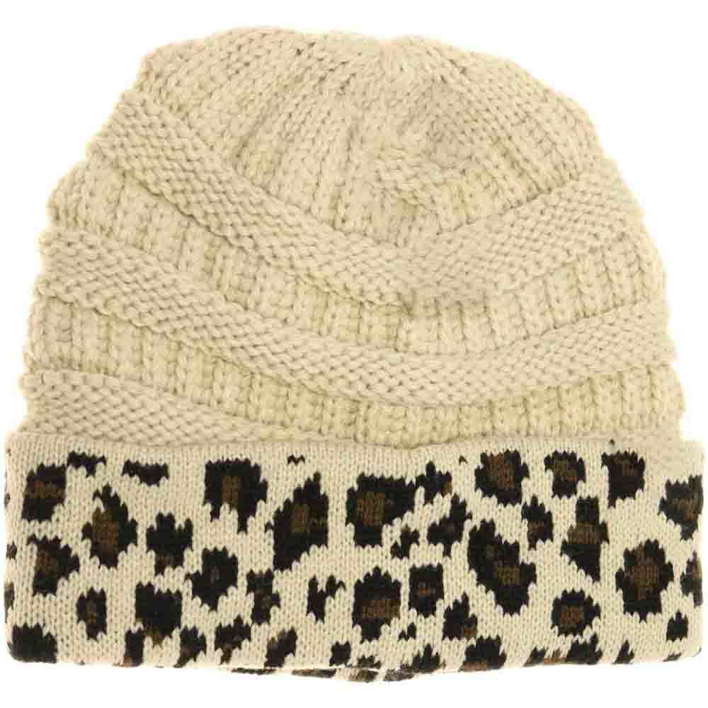 Matching Cuff Leopard Print C.C Beanie