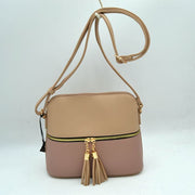 Crossbody Bag with Double Zipper Tassel Accent