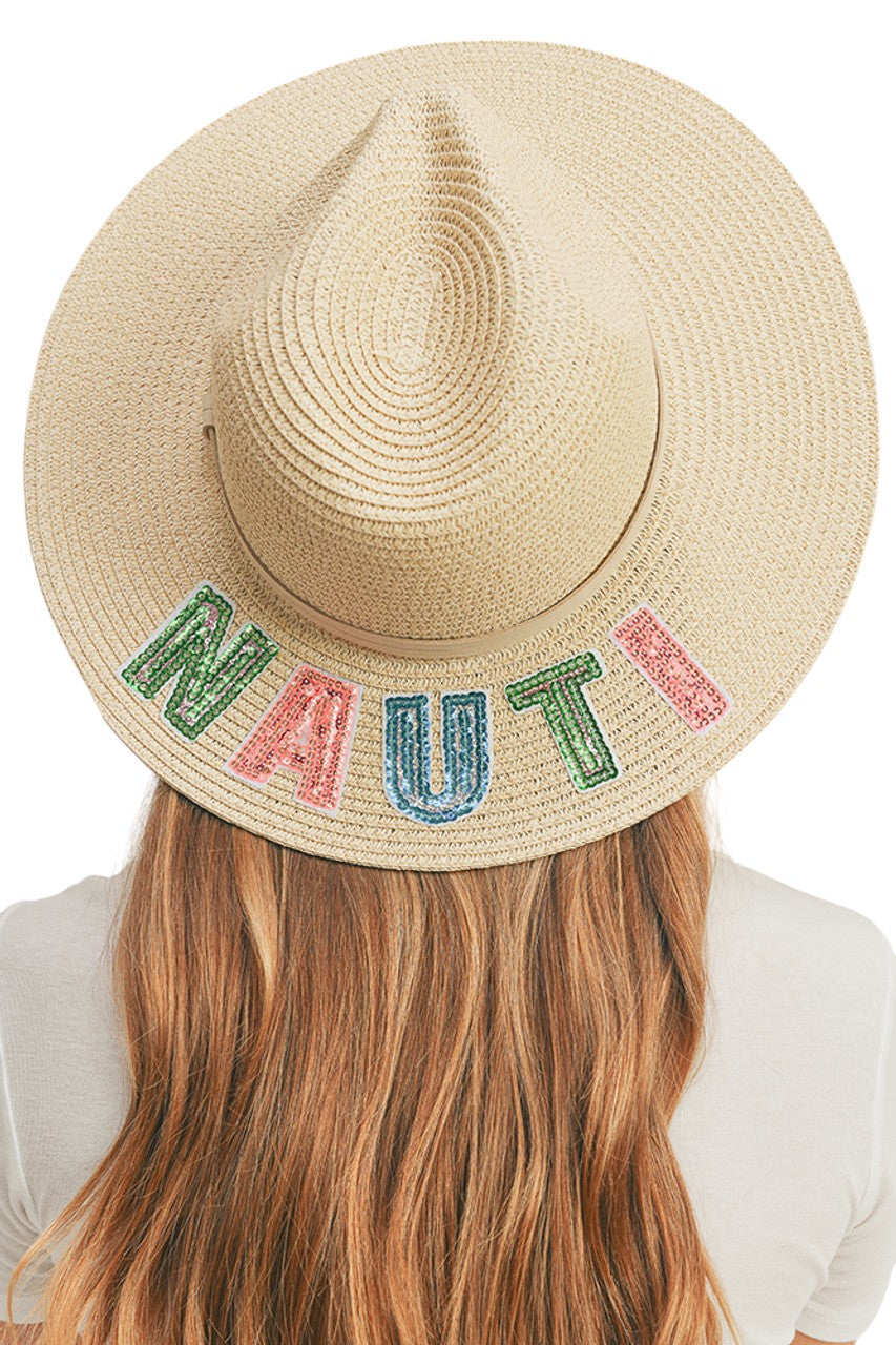 NAUTI Sequin Letter Panama Hat
