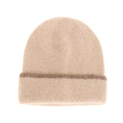 Soft Feather Yarn Striped Cuff C.C Beanie