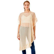 Solid Color Half Ruffled Cover Up Poncho