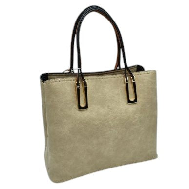 Solid Faux Leather Tote Bag Shoulder Bag