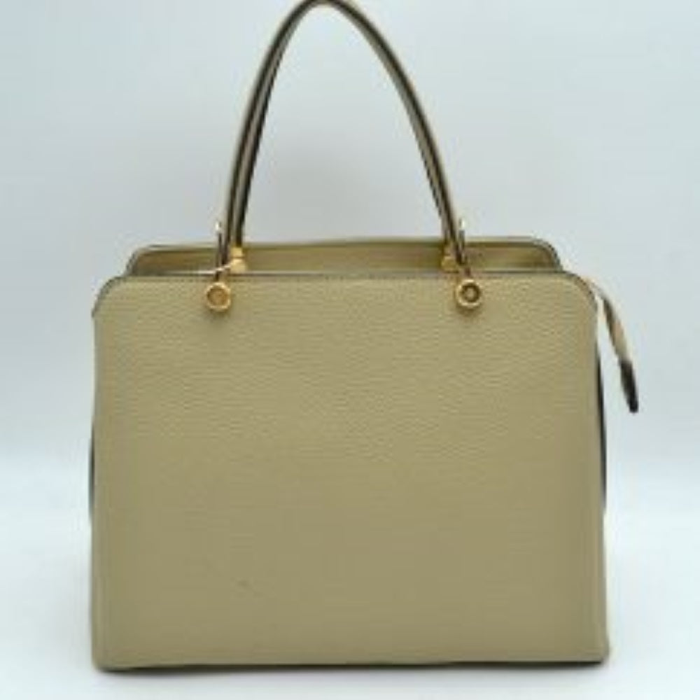 Structured Top Handle Handbag with Zipper Closures