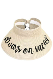 Always On Vacay Roll Up Paper Visor Hat