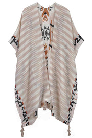 Aztec Pattern Print Tassel Kimono