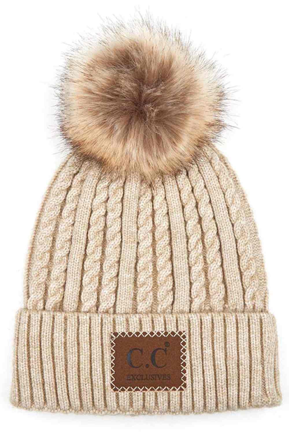 C.C Double Braided Beanie With Pom