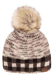 C.C Heather Chuck Beanie with Check Pattern Band