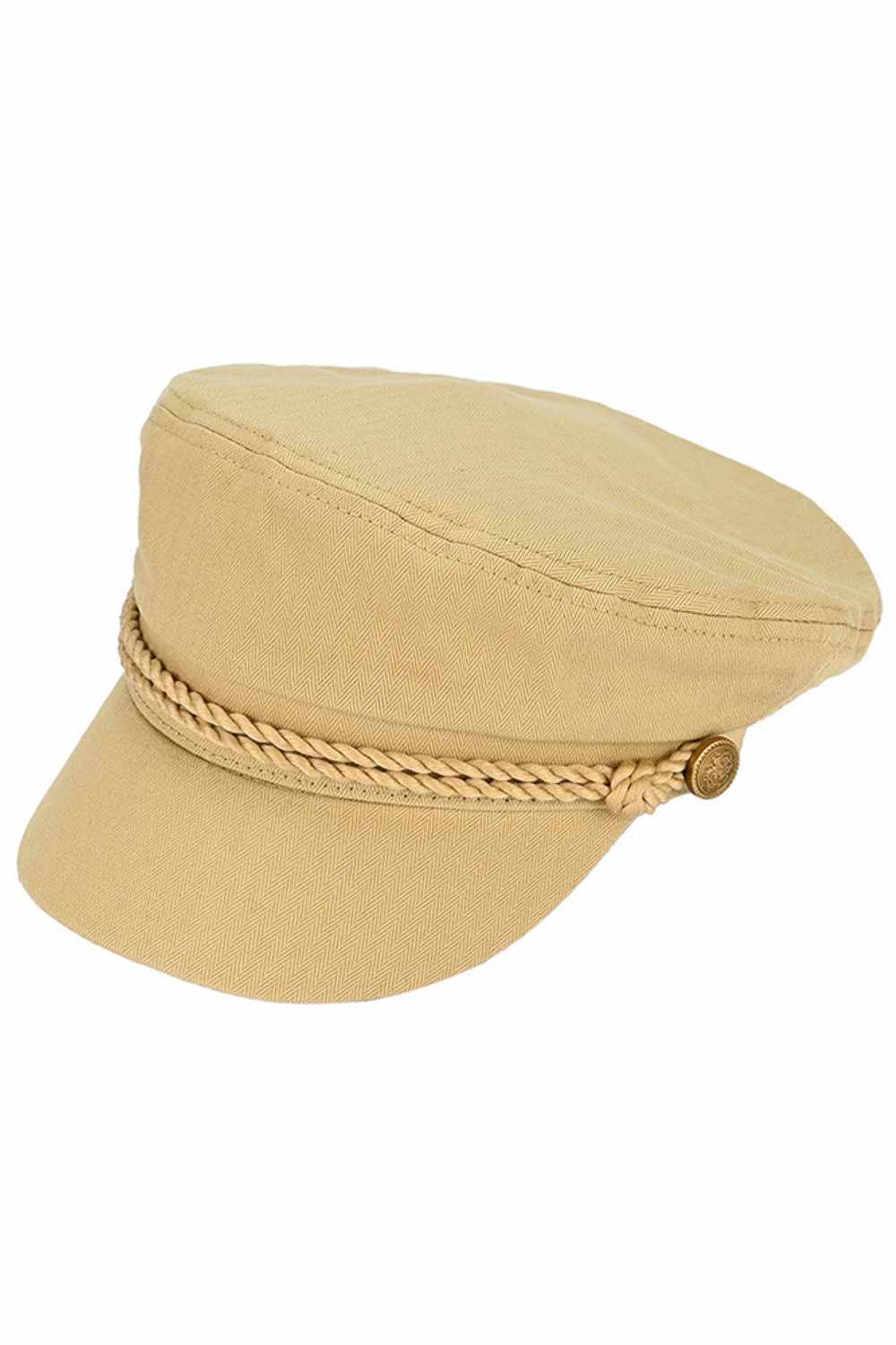 C.C Rope with Button Deco Solid Color Cotton Fish Man Cap