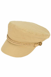 C.C Rope with Button Deco Solid Color Cotton Fish Man Cap
