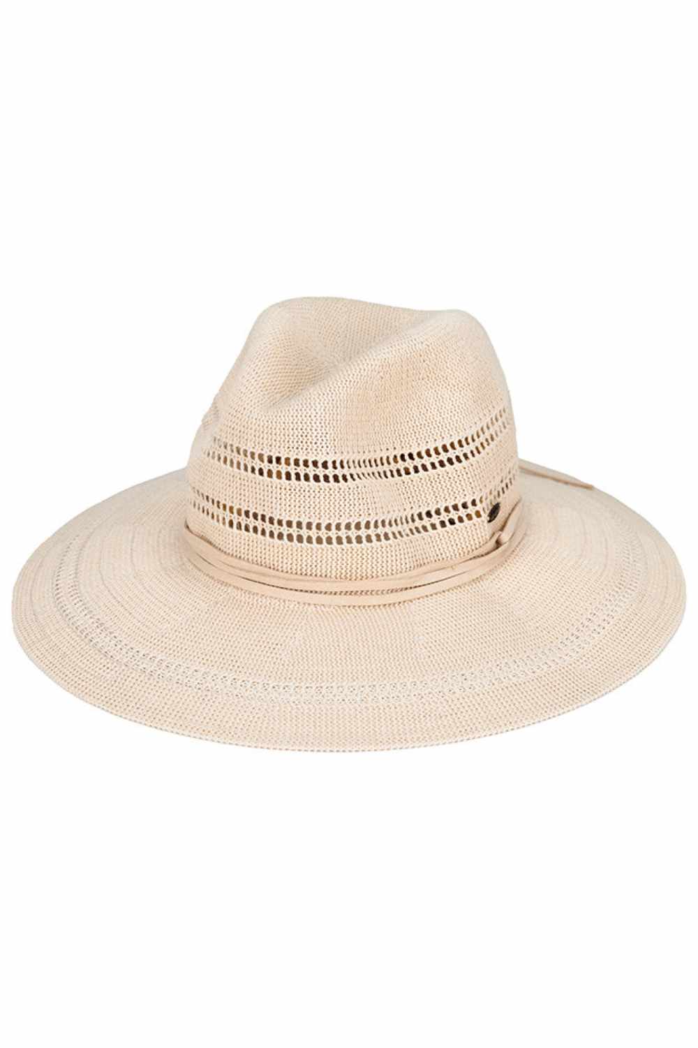 C.C Suede Band Knitted Panama Sun Hat