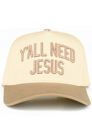 C.C Y'ALL NEED JESUS Embroidered Letter Two Tone Trucker Hat