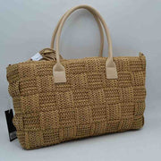 Chic Woven Straw Tote Bag with Faux Leather Handles