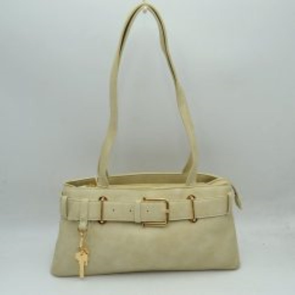 Belted Shoulder Bag with Key Charm Accent
