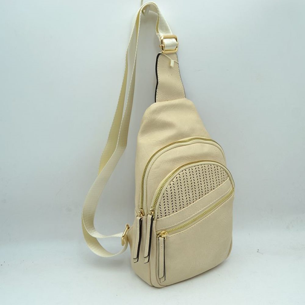 Perforated Sling Bag with Multi-Zipper Compartments