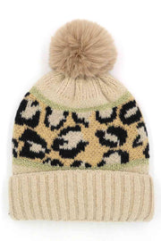 Leopard PomPom Beanie