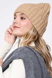 Solid Cable Knit Beanie