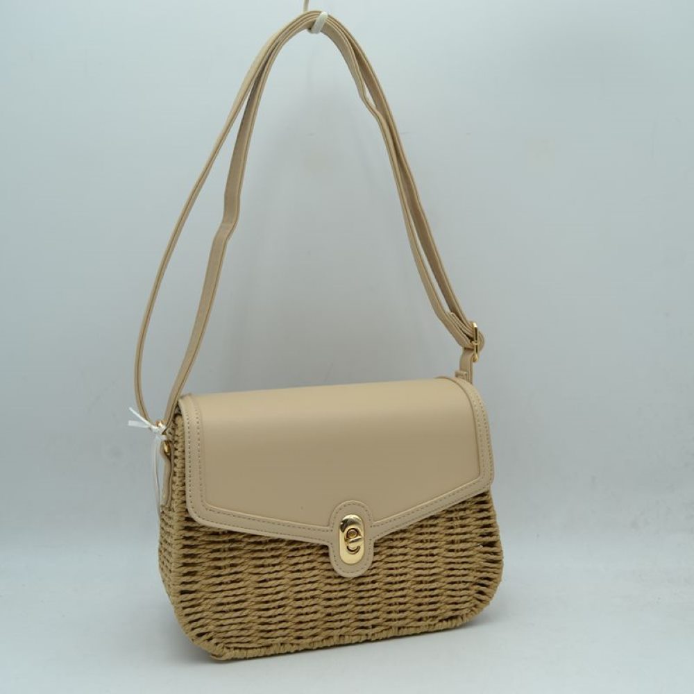 Woven Straw Flap Crossbody Bag – Chic Summer Shoulder Satchel