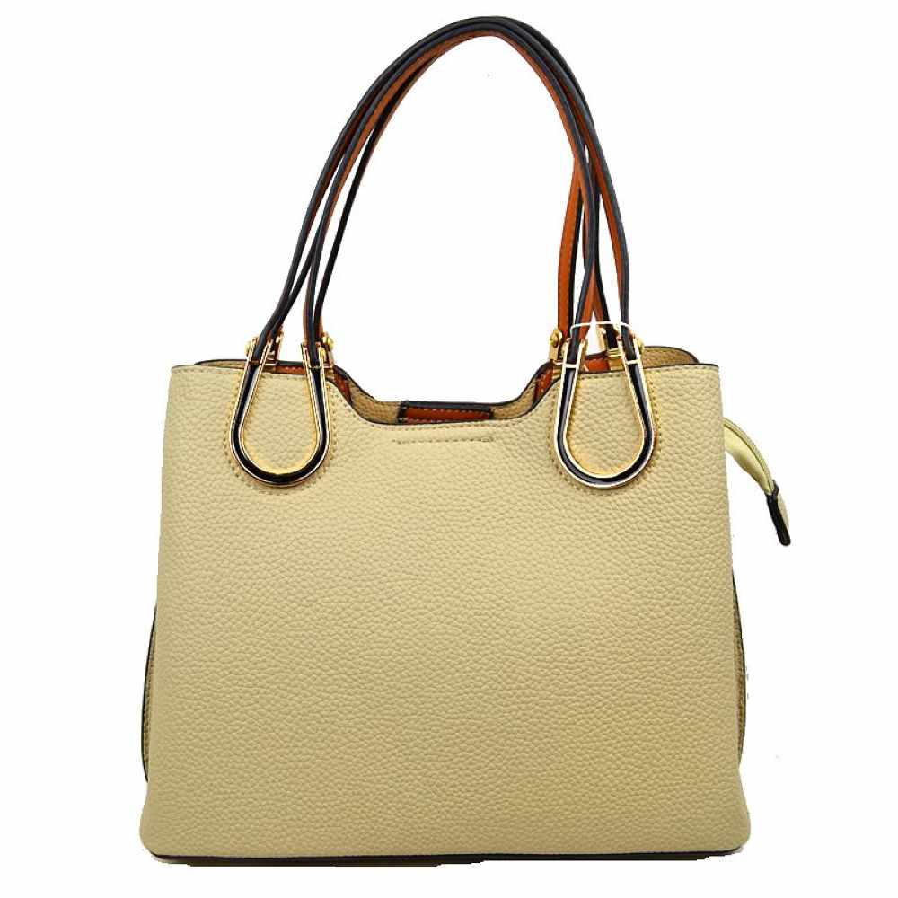 Textured Faux Leather Horseshoe Handle Women's Tote Bag