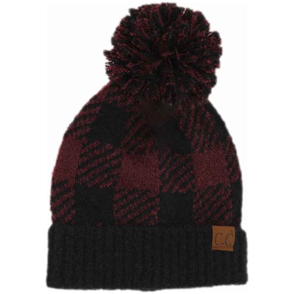 Buffalo Print Jacquard Knit Pom C.C Beanie
