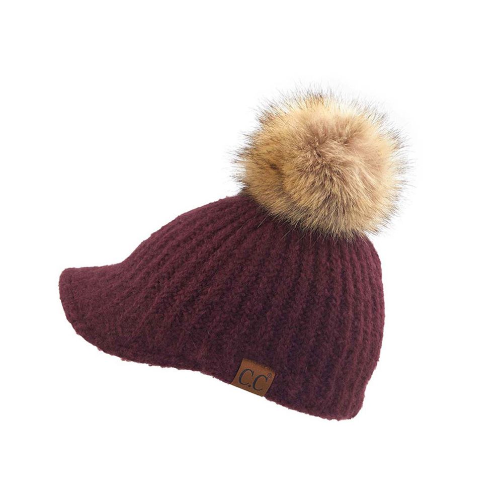 C.C Beanie Knitted Brim With Pom