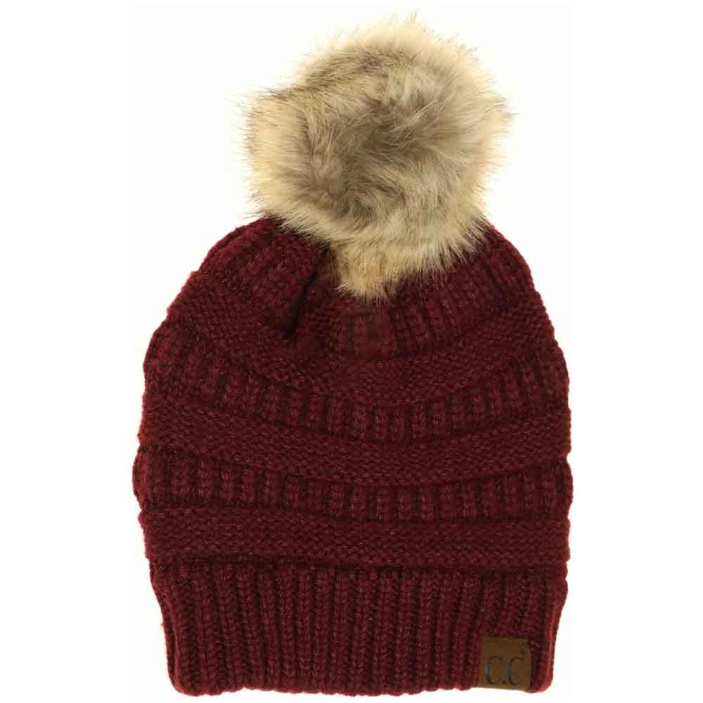 Mixed Soft Yarn Natural Pom C.C Beanie